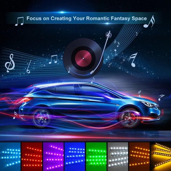 RGB Car LED Light Strips Sound Activated Remote - Picture 7 of 11